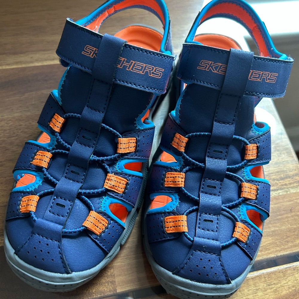 Skechers Kids Navy and Orange Sandals